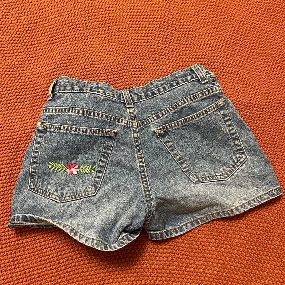 Old Navy Blue Jean Shorts with Floral Embroidery